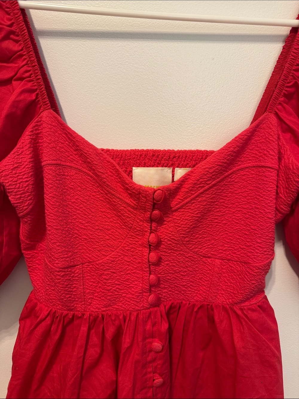 Maeve Red Puff-Sleeve Mini Dress
